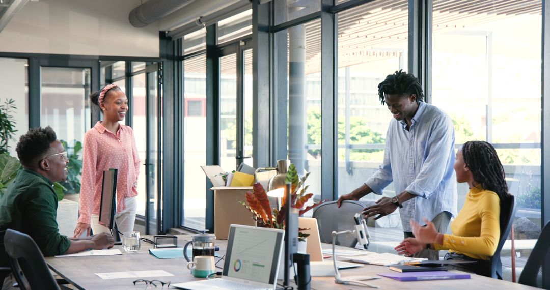 Diverse Team Collaborating in Modern Office for Innovation