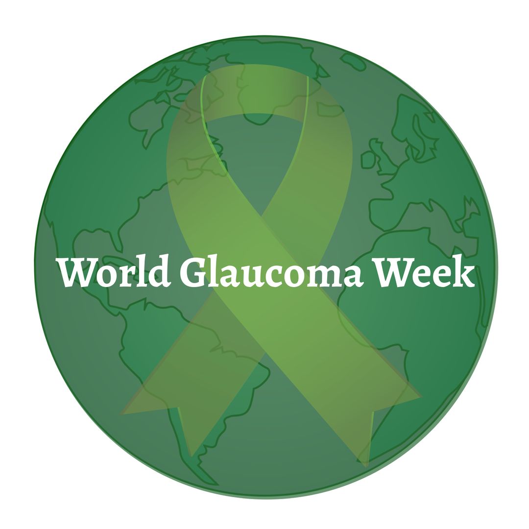 Green Ribbon Global Icon for World Glaucoma Week Awareness
