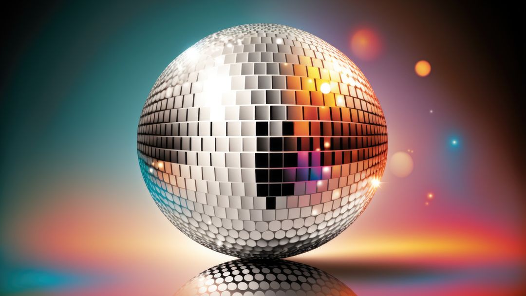 Shiny Reflective Disco Ball with Vibrant Lights and Glittering Accents - Download Free Stock Templates Pikwizard.com