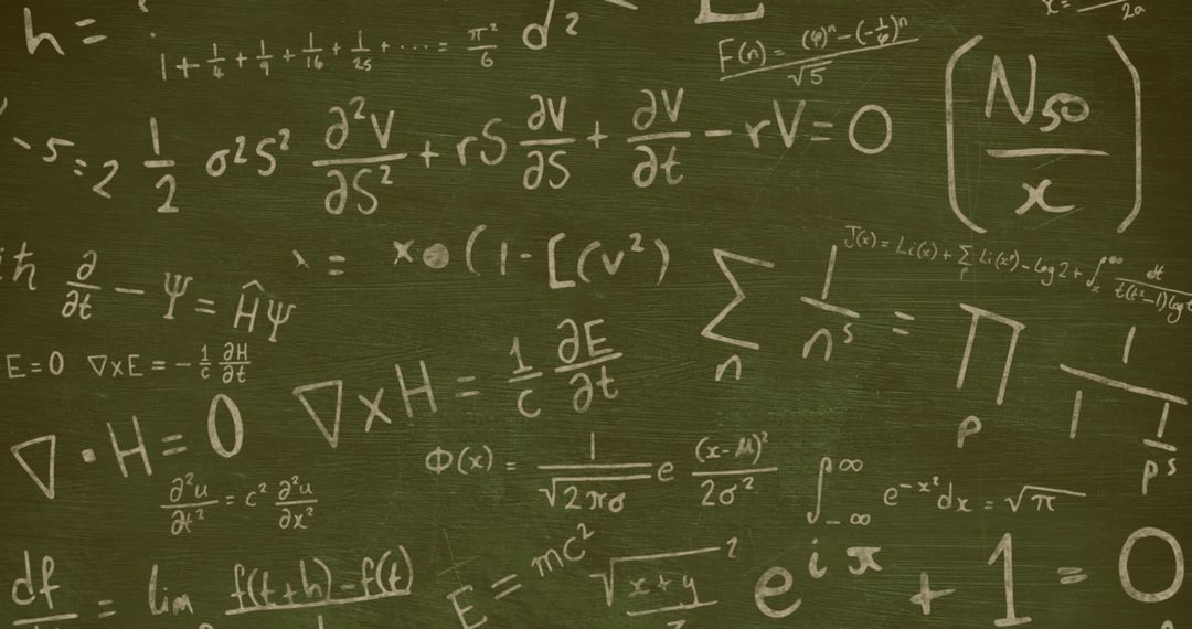 Complex Math Formulas on Green Chalkboard