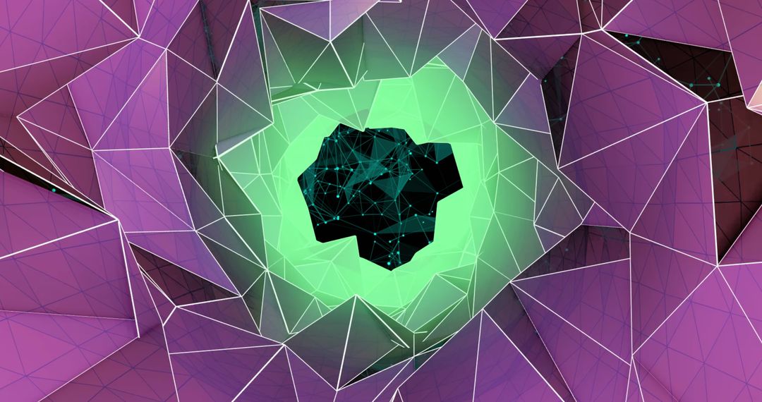 Abstract Geometric Shapes with Violet and Green Colors