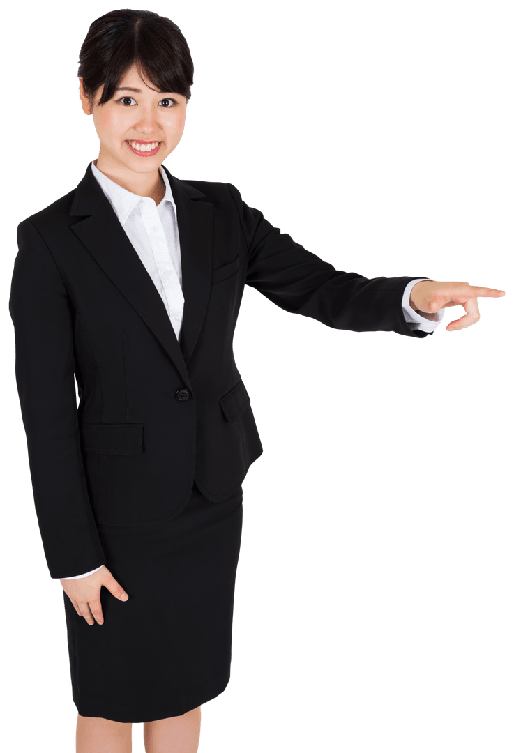 Asian Businesswoman Pointing for Virtual Interface Concept