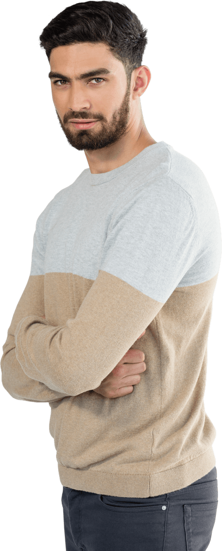 Transparent Confident Man Standing With Crossed Arms