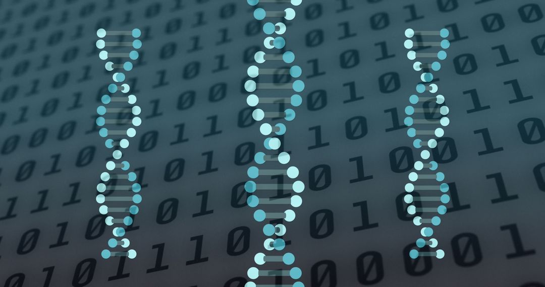 Dna strands over binary code representing genetic data