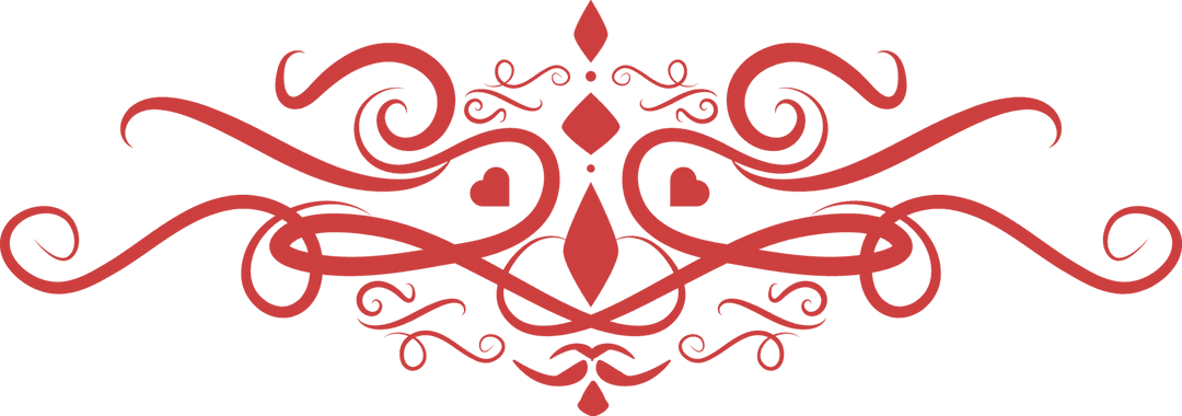 Elegant Red Decorative Swirl on Transparent Background