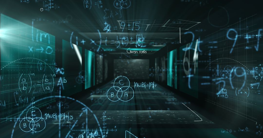 Abstract Mathematical Equations and Digital Interface Background