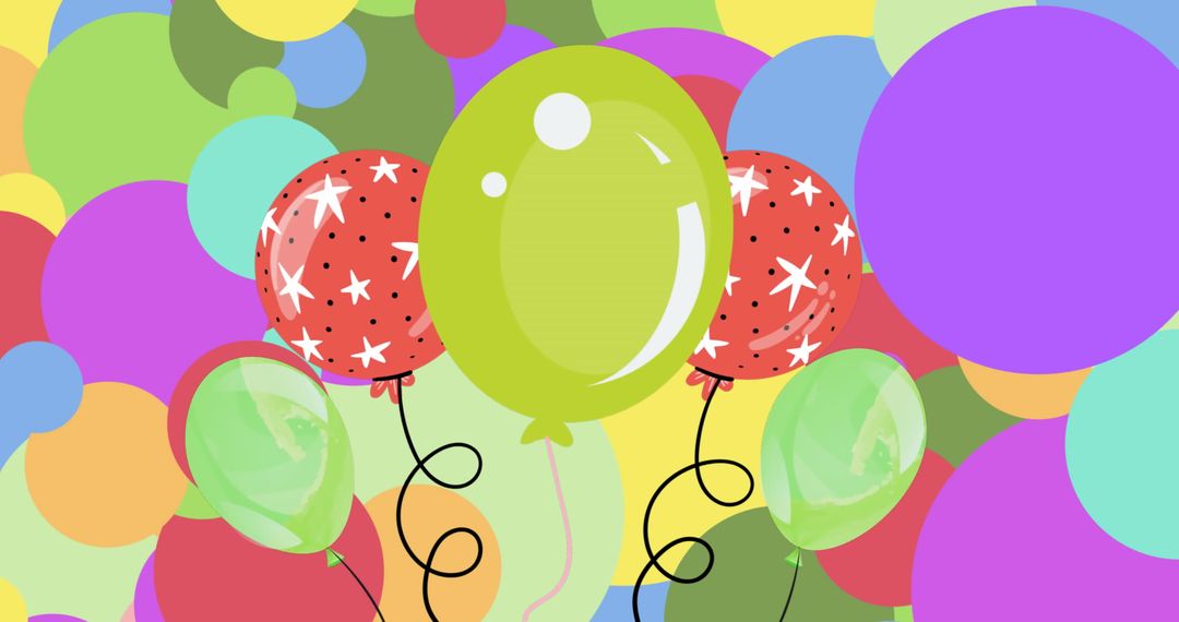 Colorful Balloons with Stars and Dots in Festive Design