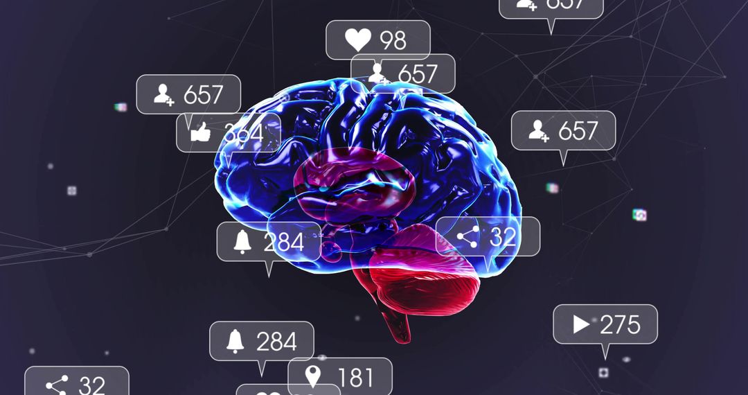 3D Digital Brain with Social Media Connections in Futuristic Cyberspace