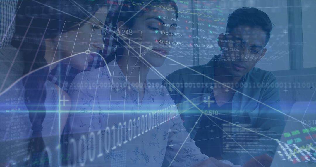 Diverse Team Analyzing Financial Data for Global Business Insights