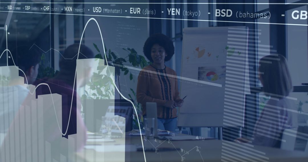 Business Team Analyzing Global Financial Data Visuals