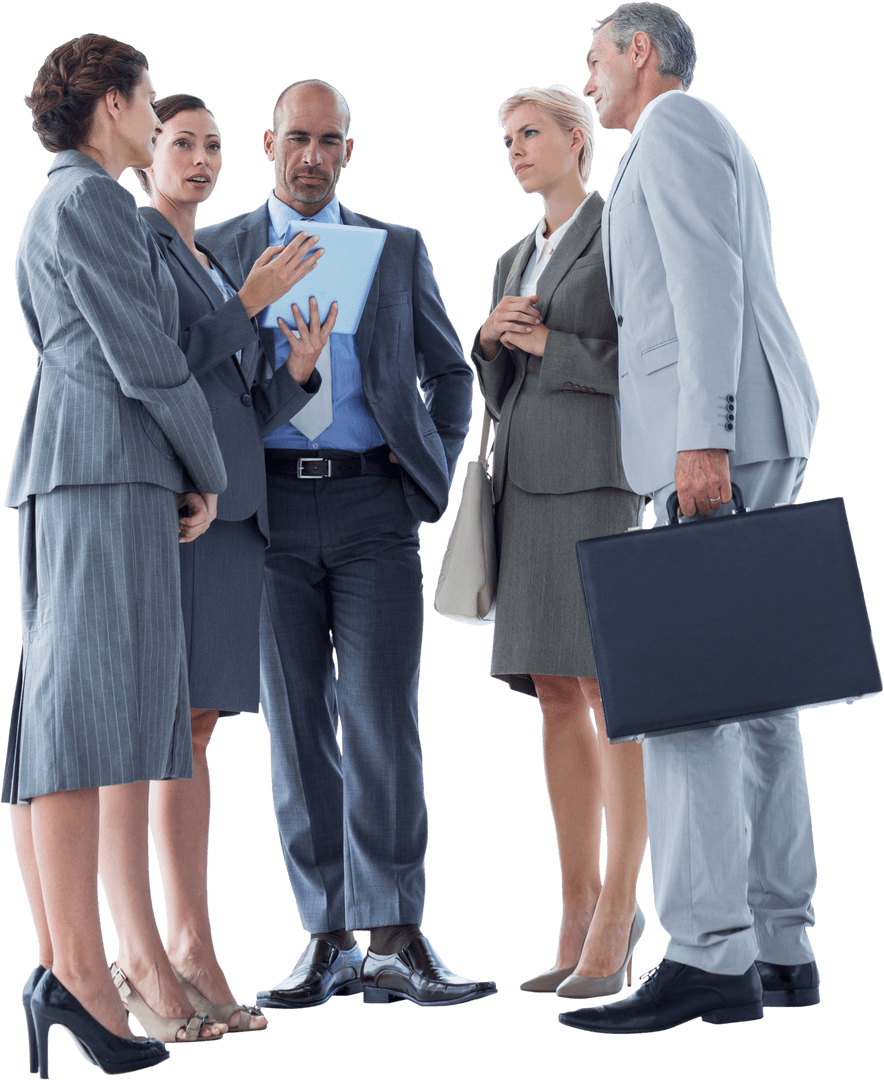 Transparent Business Team Discussing Strategy Together