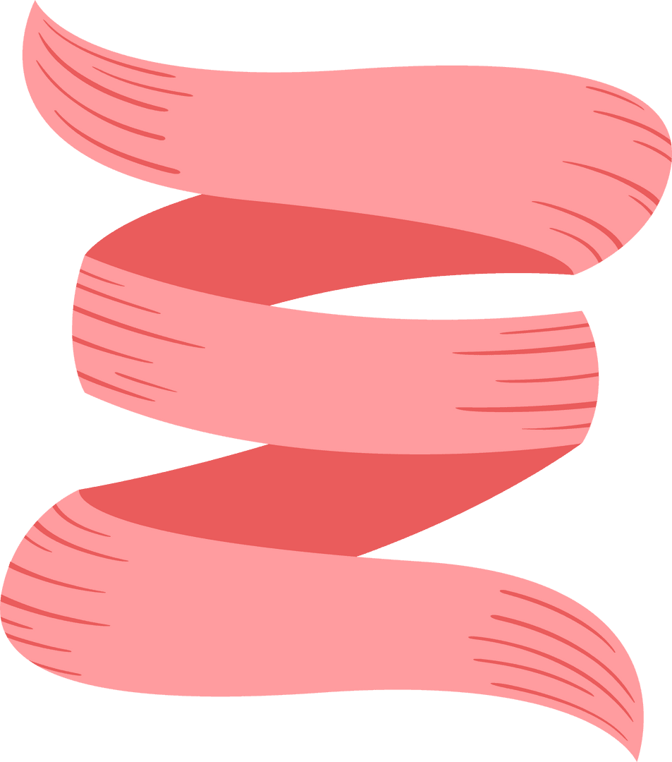 Stylized Pink Ribbon Spiral on Transparent Background