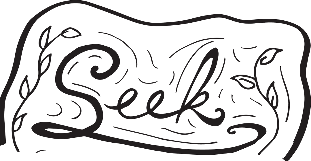 Explore Seek Vector Text with Decorative Elements on Transparent Background