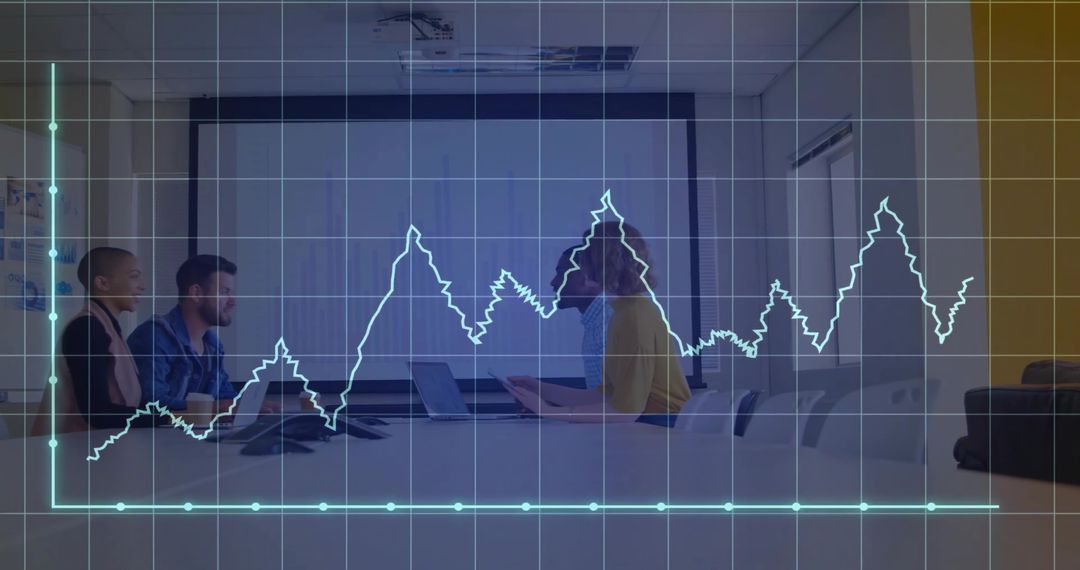 Professional Team Analyzing Data Graphs in Modern Boardroom