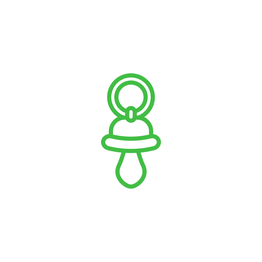 Green Pacifier Icon Isolated on Transparent Background