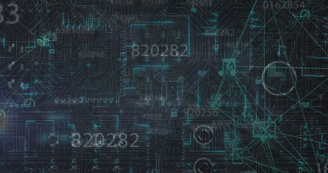 Digital Circuit Board with Abstract Data Graphics