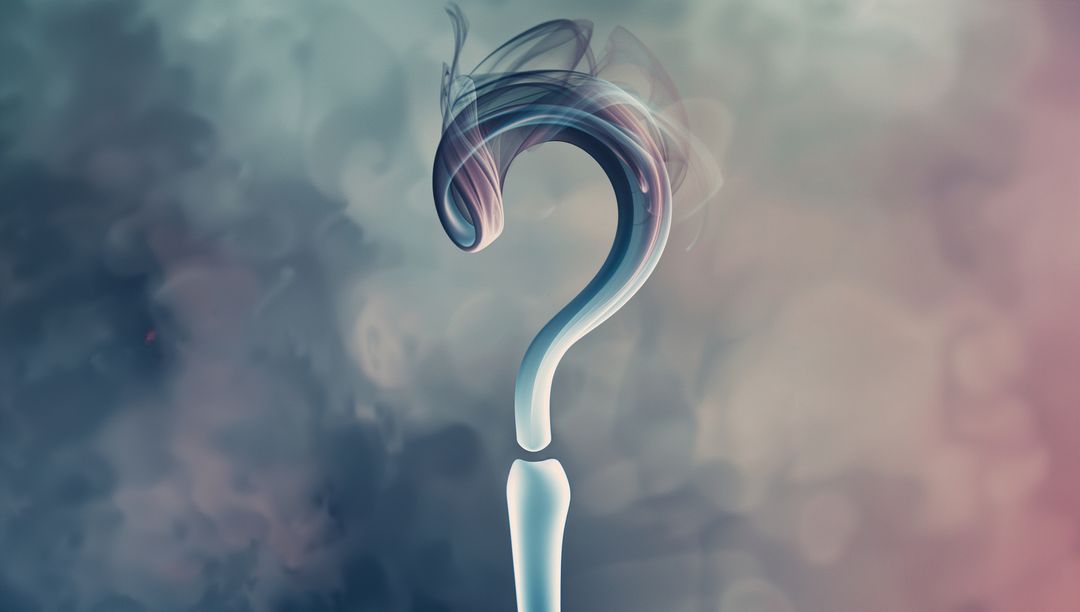 Abstract Question Mark with Colorful Smoke on Gradient Background