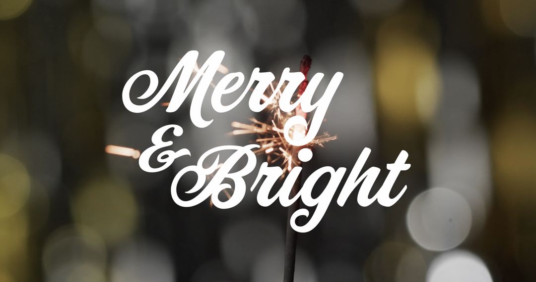 Festive Sparkler with Merry and Bright Text