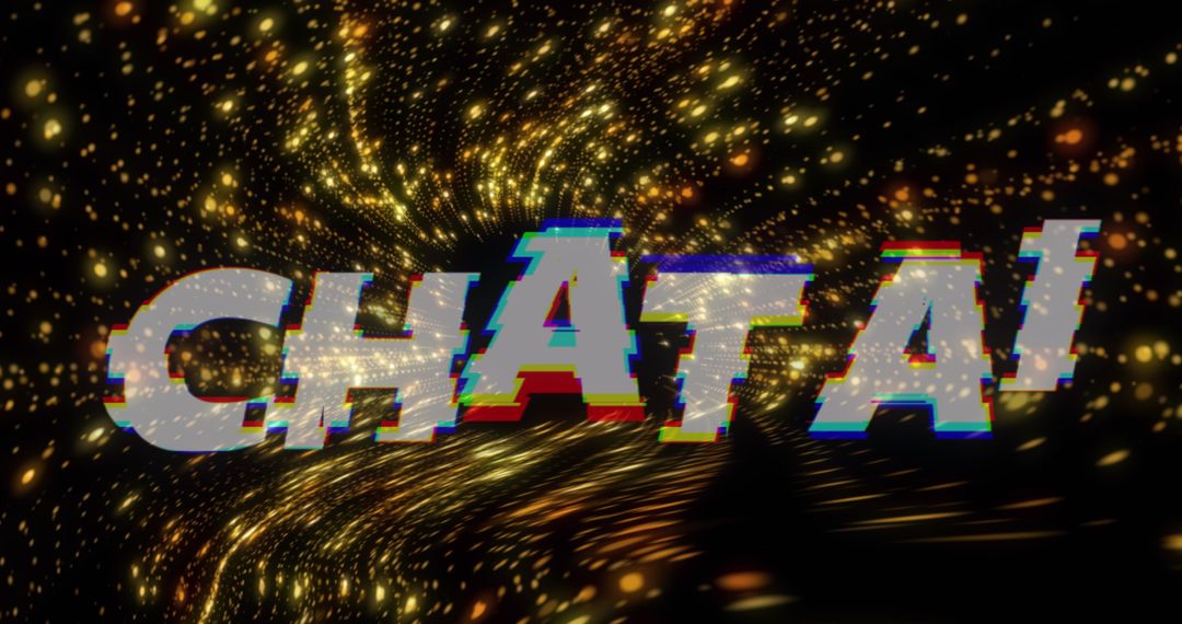 Glitch Text 'Chat AI' with Futuristic Digital Background