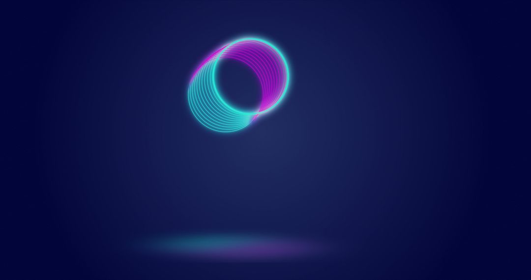 Neon Circles Dancing on Navy Background Abstract Design