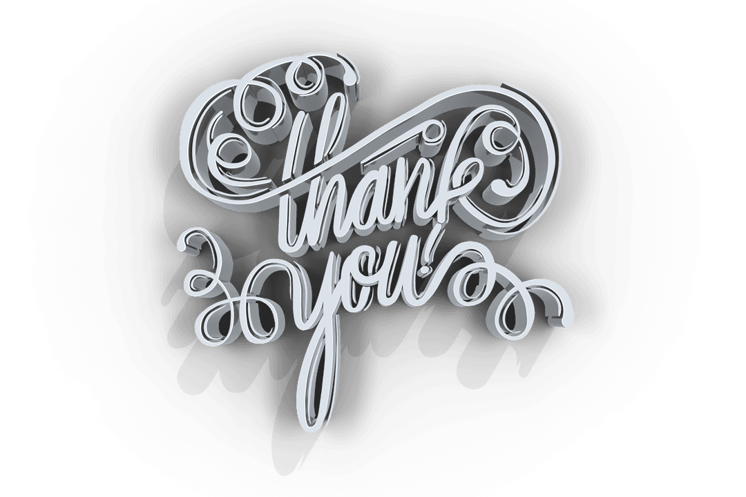 Elegant Thank You Text Transparent Background Illustration