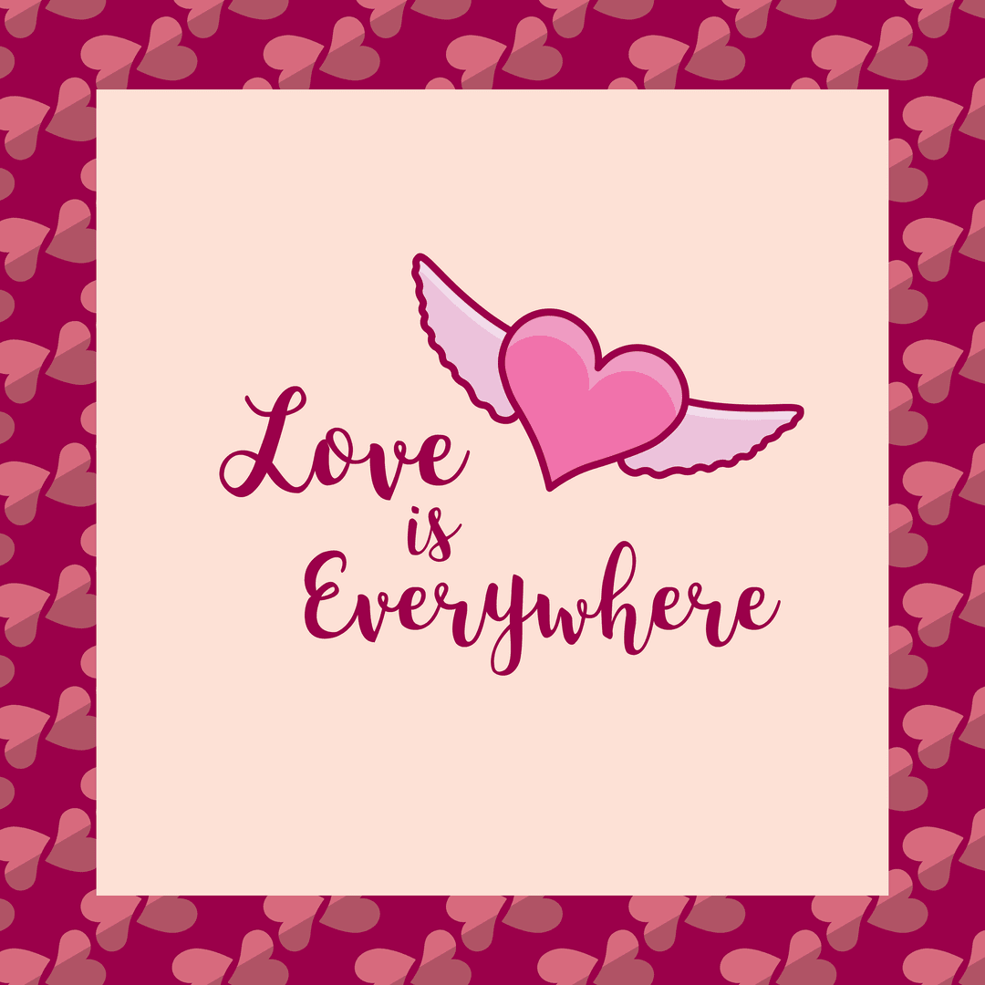 Transparent Valentine Heart with Inspirational Quote and Wings