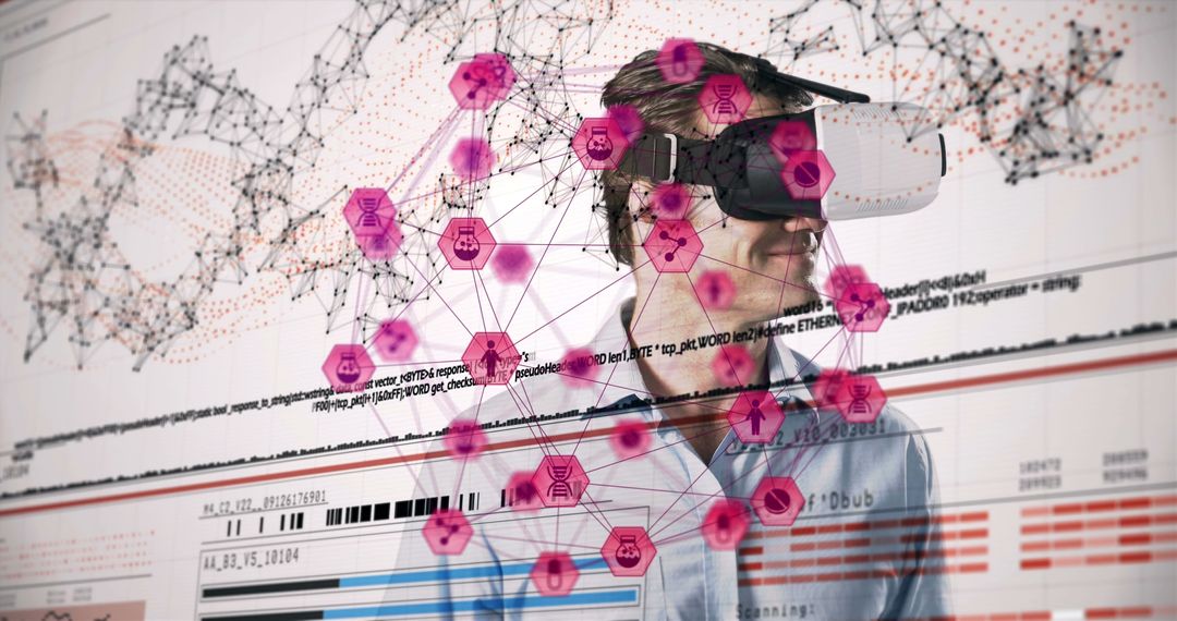 man exploring data visualization with vr headset - Free Images, Stock Photos and Pictures on Pikwizard.com
