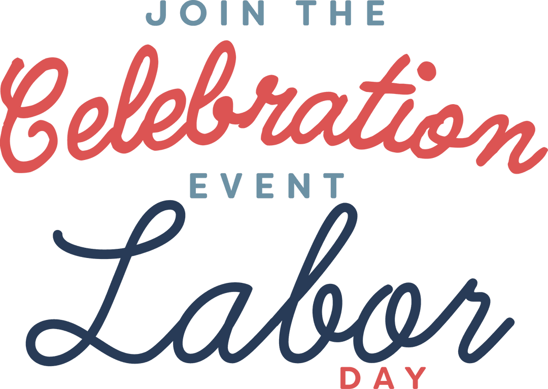 Labor Day Celebration Event Text on Transparent Background