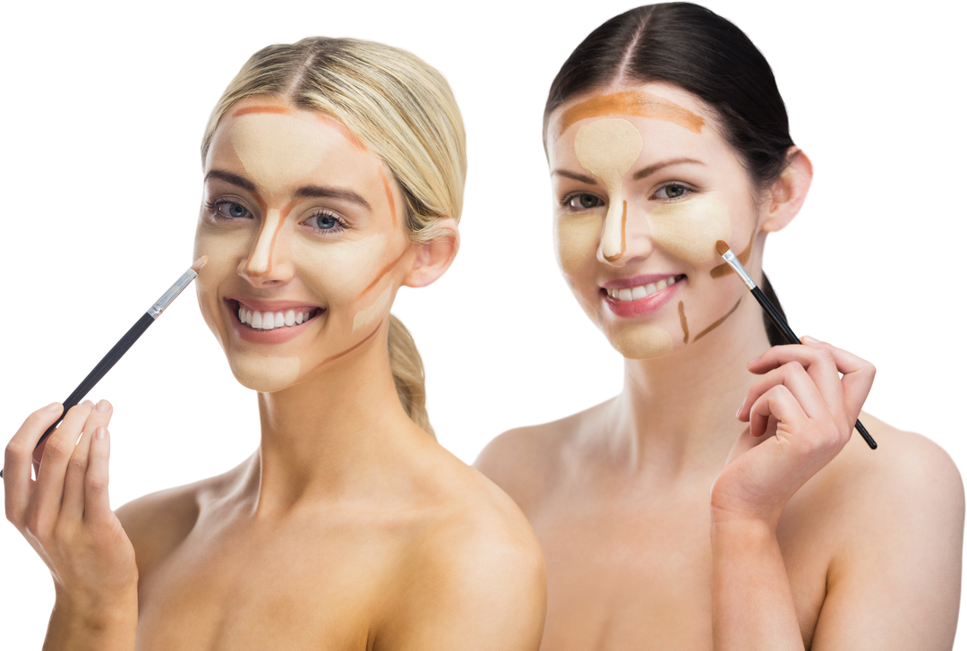 Women Practicing Professional Cosmetic Contouring in Studio with Transparent Background - Download Free Stock Images Pikwizard.com