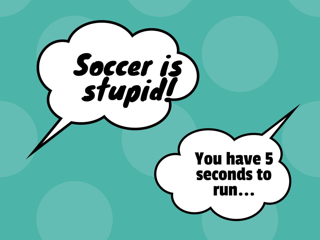 Humorous sports debate speech bubble layout