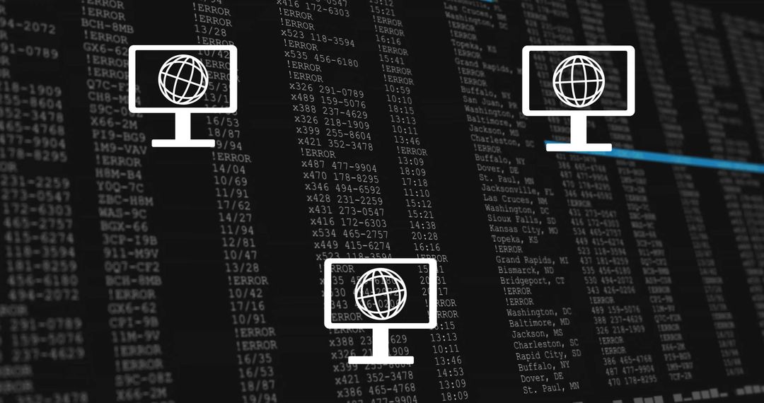 Network Icons Over Data Code Suitable for Cybersecurity Concept