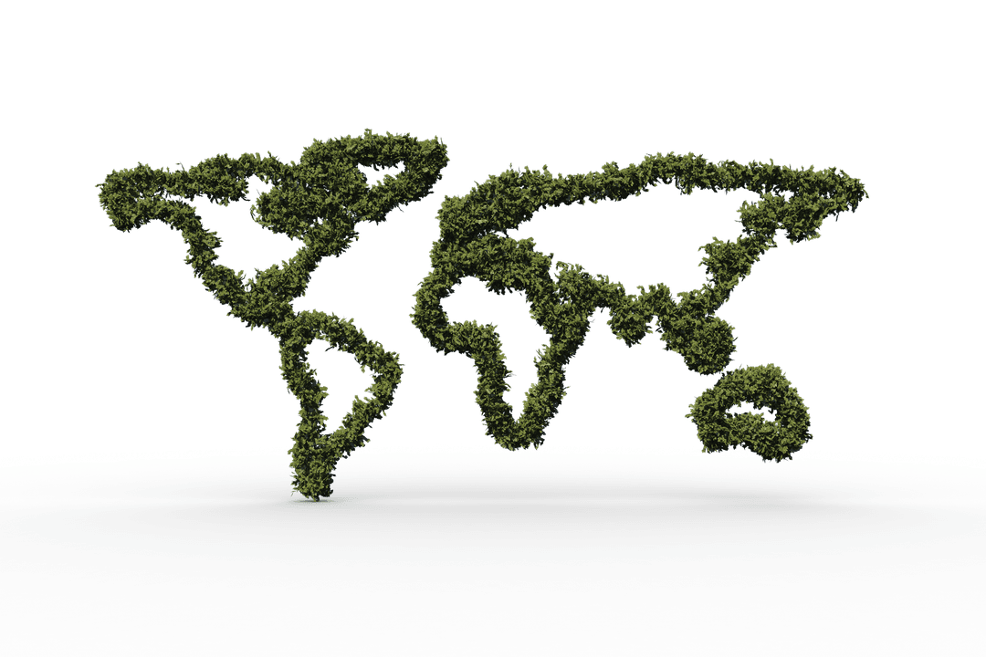 Transparent Leafy World Map Sculpture