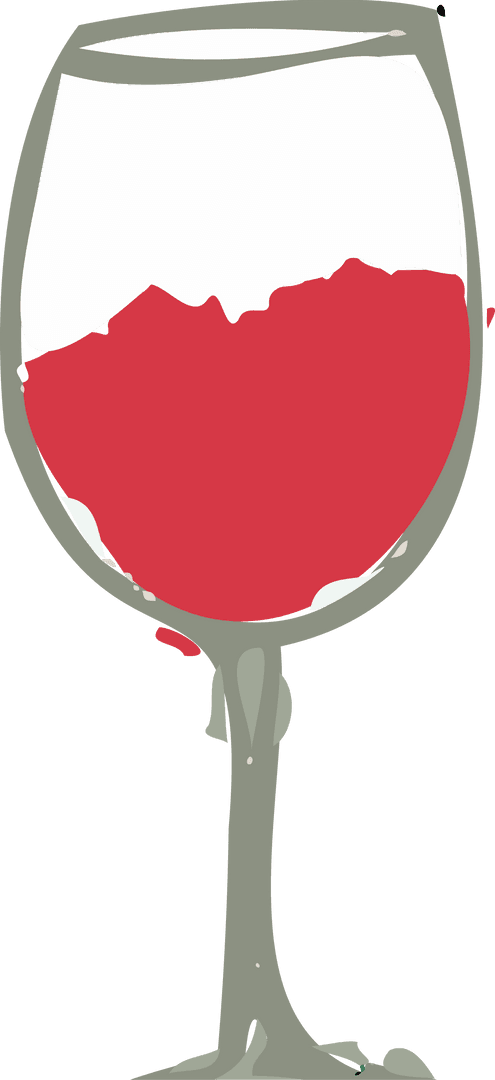 Minimalist Wine Glass with Red Wine on Transparent Background