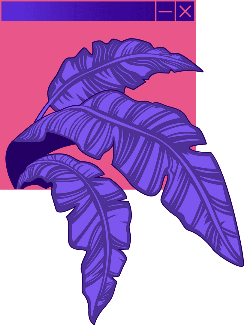 Boho Botanical Leaves Escape Interface, Abstract Styled Art, Transparent Background