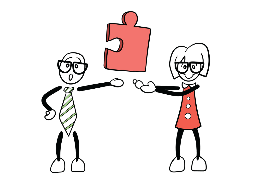 Cartoon Characters Tossing Large Transparent Puzzle Piece