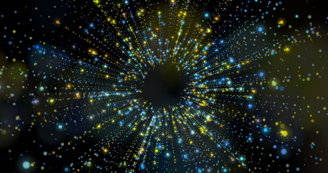 Dynamic Burst of Blue and Yellow Light Particles