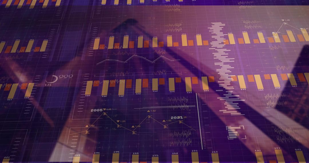 Digital Data Overlay with Charts Over Urban Construction Site