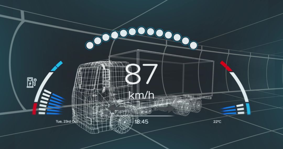 Digital Display Speedometer on Electric Truck Blueprint
