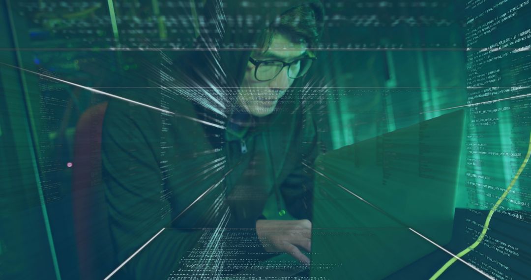 Modern Cybersecurity Threat Concept with Hacker and Digital Interface