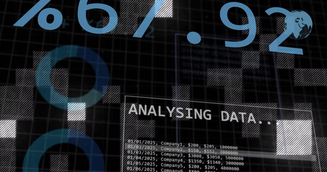 Global Data Analysis with Digital Graphics and Text Overlay