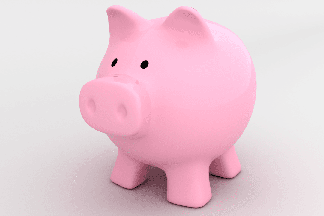 Pink Piggy Bank Isolated Transparency Symbolizing Savings