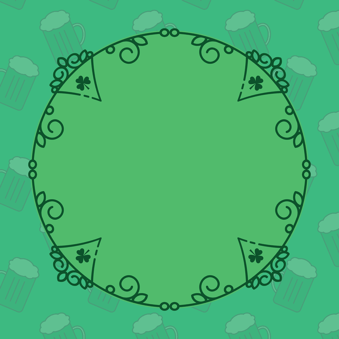 St. Patrick's Day Green Circle with Beer Motif on Transparent Background