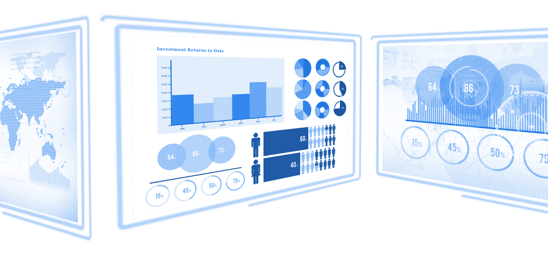 Futuristic Data Analytics Screens on Transparent Background