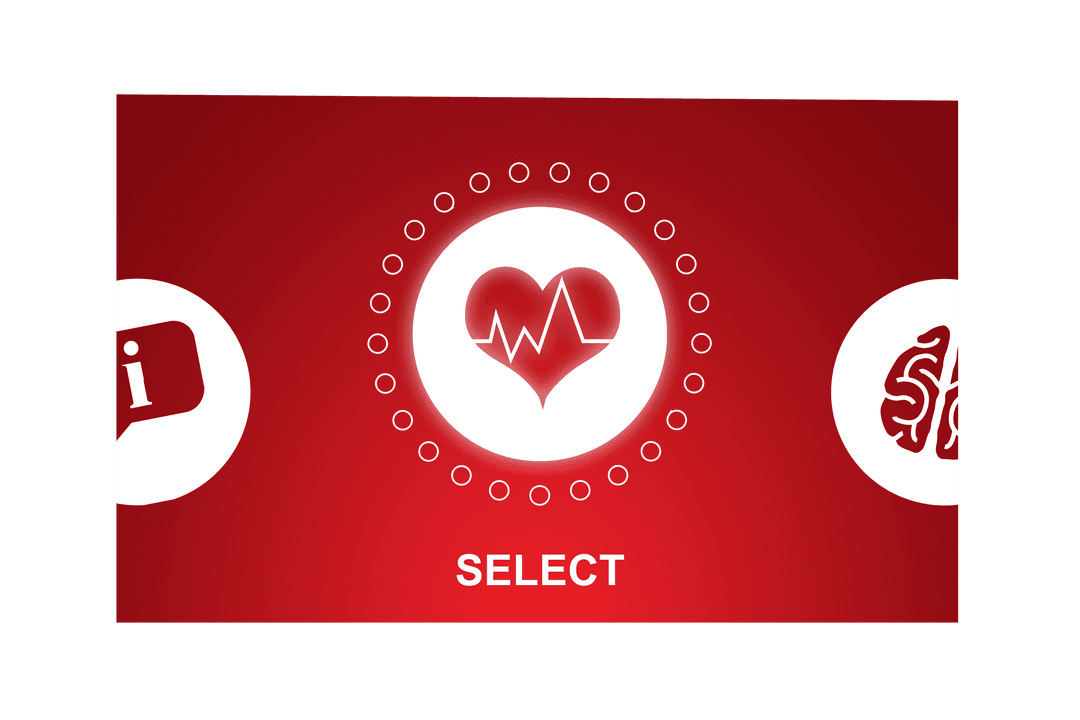 Digital Heartbeat Interface on Red Transparent Background