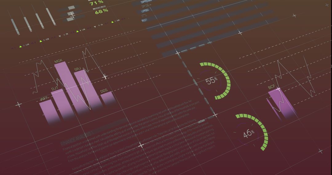 Digital Financial Data and Analytics Interface on Red Background