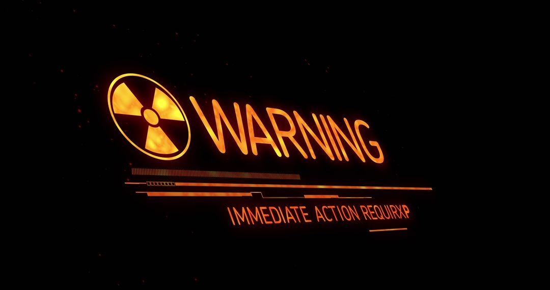 Warning Sign with Biohazard Symbol Glowing in Dark