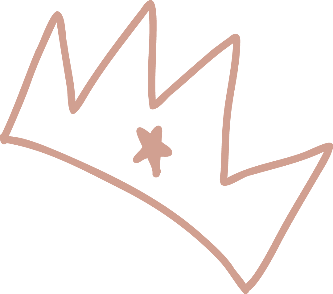 Minimalist Hand-drawn Crown Icon with Star on Transparent Background