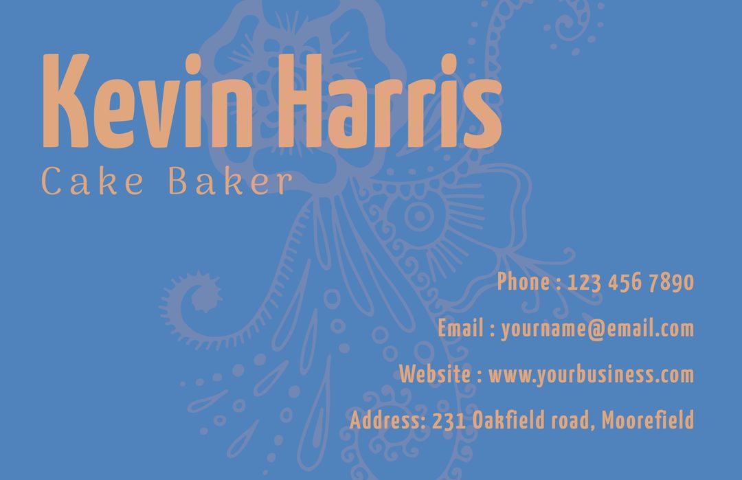 Cake Baker Business Card with Ocean-Inspired Design and Contact Information - Download Free Stock Templates Pikwizard.com