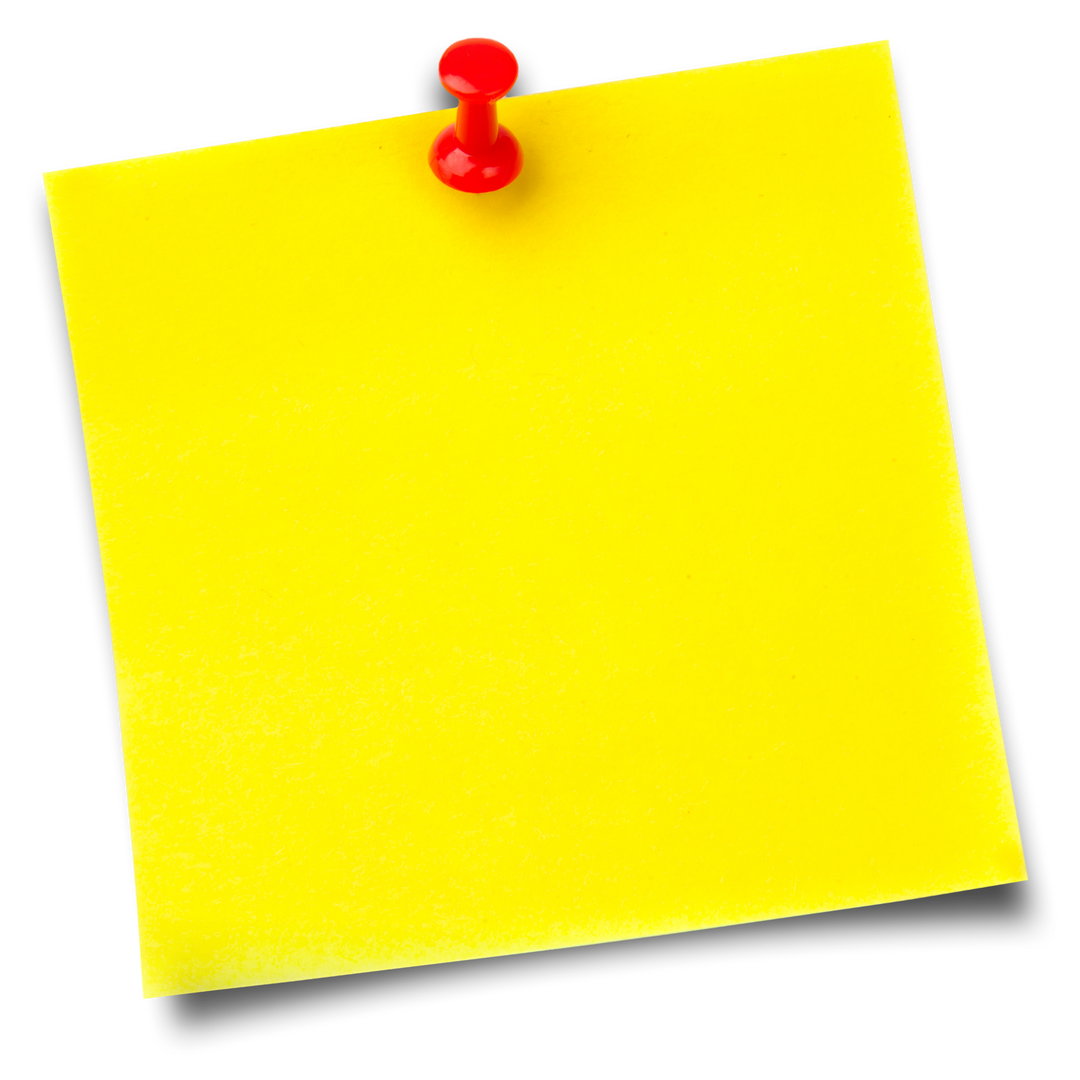 Bright Yellow Sticky Note with Red Thumbtack on Transparent Background - Download Free Stock Images Pikwizard.com