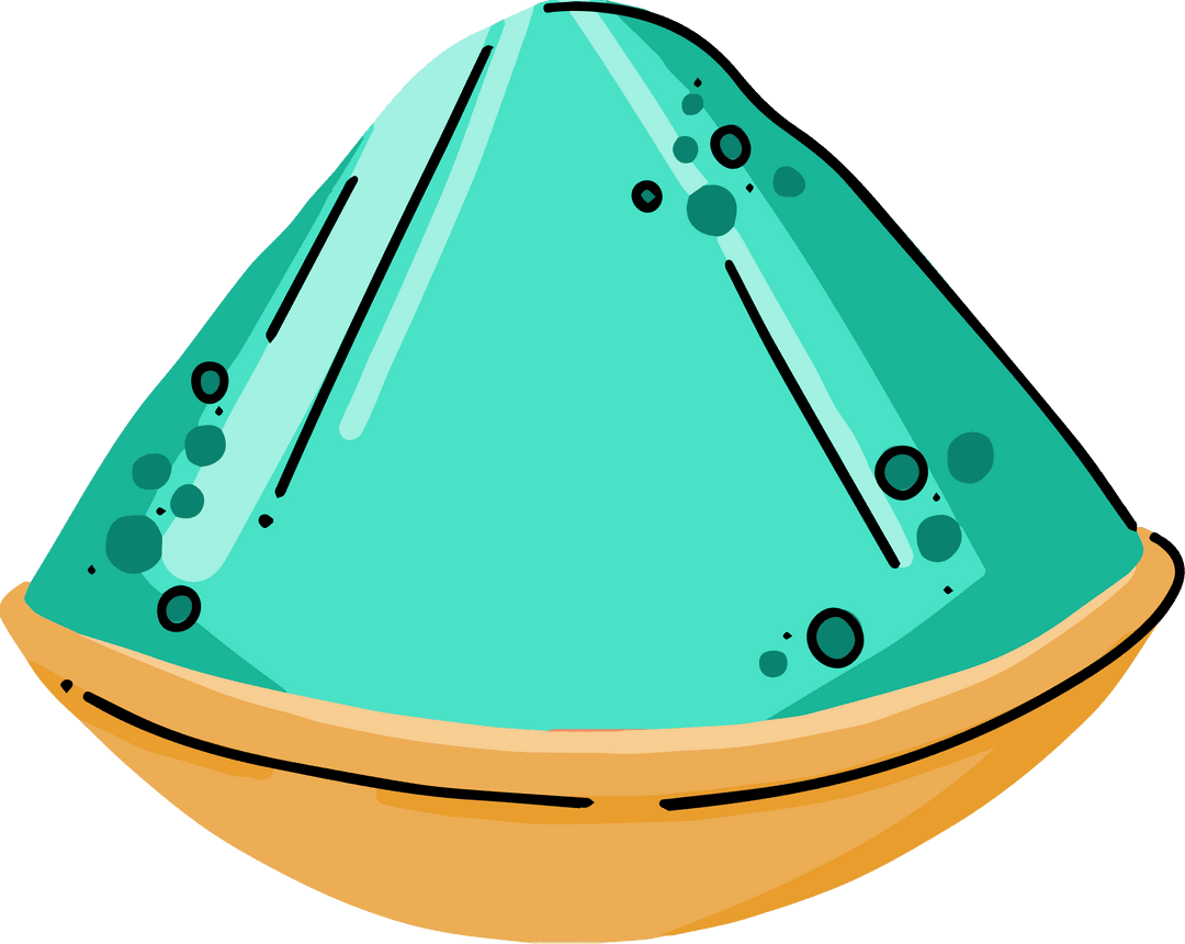 Bright Teal Powder in Wooden Bowl with Transparent Background Illustration